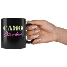 Load image into Gallery viewer, RobustCreative-Military Grandma Camo Camo Hard Charger Squared Away - Military Family 11oz Black Mug Retired or Deployed support troops Gift Idea - Both Sides Printed
