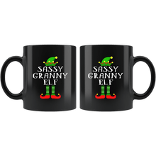 Load image into Gallery viewer, RobustCreative-Im The Sassy Granny Elf Family Matching Outfits PJ - 11oz Black Mug Christmas group green pjs costume Gift Idea
