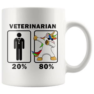 RobustCreative-Veterinarian Dabbing Unicorn 80 20 Principle Graduation Gift Mens - 11oz White Mug Medical Personnel Gift Idea