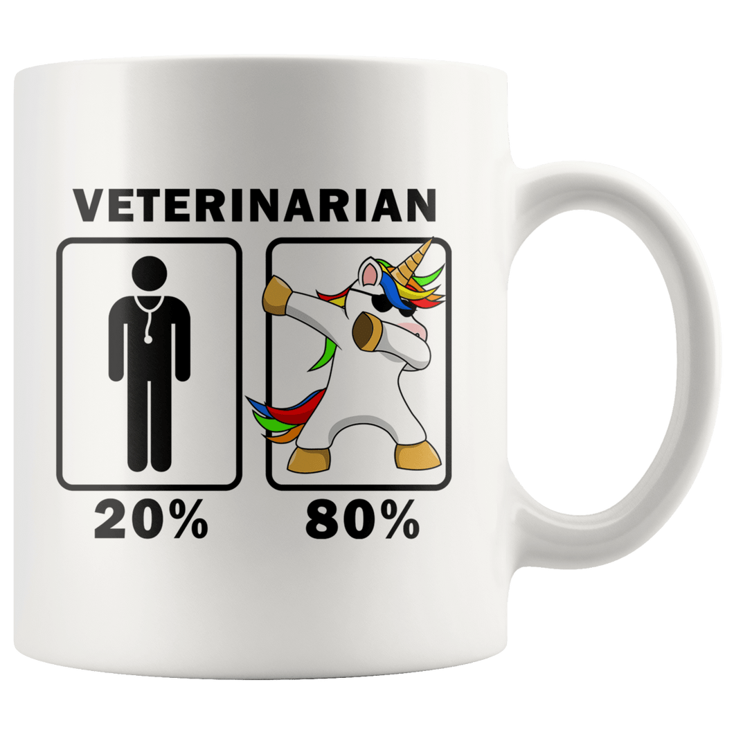 RobustCreative-Veterinarian Dabbing Unicorn 80 20 Principle Graduation Gift Mens - 11oz White Mug Medical Personnel Gift Idea