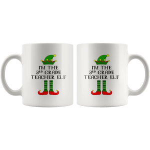 RobustCreative-Im The 3rd Grade Teacher Elf Christmas Teaching's - 11oz White Mug I Just Really Like to Teach Cute Tiny Humans Gift Idea