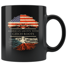 Load image into Gallery viewer, RobustCreative-Czech Roots American Grown Fathers Day Gift - Czech Pride 11oz Funny Black Coffee Mug - Real Czech Republic Hero Flag Papa National Heritage - Friends Gift - Both Sides Printed
