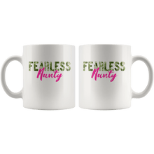 Load image into Gallery viewer, RobustCreative-Fearless Aunty Camo Hard Charger Veterans Day - Military Family 11oz White Mug Retired or Deployed support troops Gift Idea - Both Sides Printed

