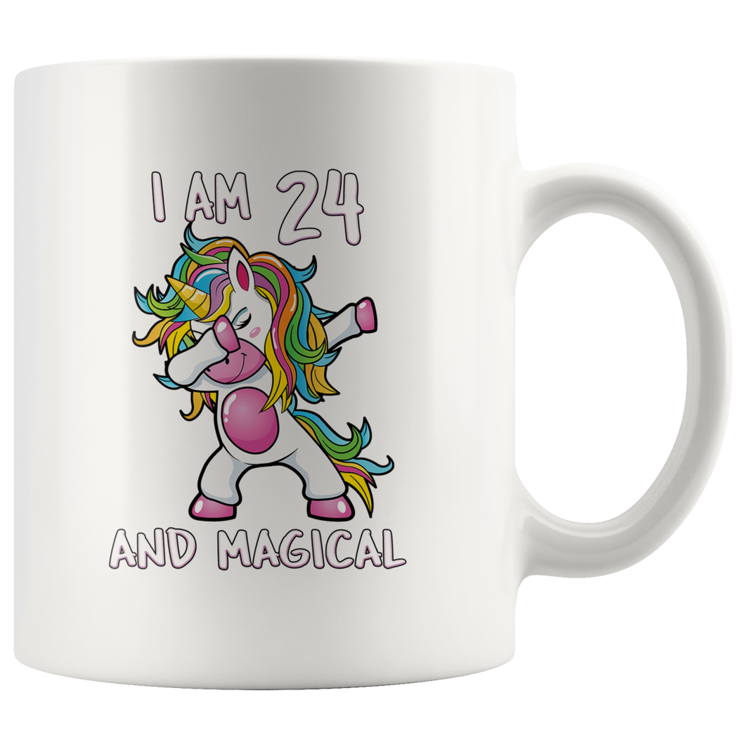 RobustCreative-I am 24 & Magical Unicorn birthday twenty four Years Old White 11oz Mug Gift Idea