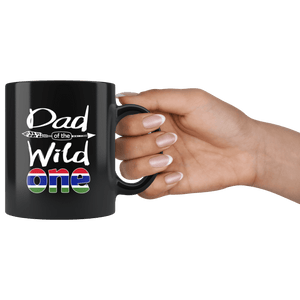 RobustCreative-Gambian Dad of the Wild One Birthday Gambia Flag Black 11oz Mug Gift Idea