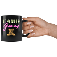 Load image into Gallery viewer, RobustCreative-Granny Military Boots Camo Hard Charger Camouflage - Military Family 11oz Black Mug Deployed Duty Forces support troops CONUS Gift Idea - Both Sides Printed
