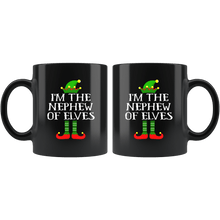 Load image into Gallery viewer, RobustCreative-Im The Nephew of Elves Family Matching Elf Outfits PJ - 11oz Black Mug Christmas group green pjs costume Gift Idea
