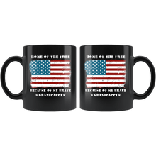 Load image into Gallery viewer, RobustCreative-Home of the Free Grandpappy Military Family American Flag - Military Family 11oz Black Mug Retired or Deployed support troops Gift Idea - Both Sides Printed
