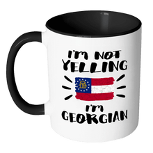 Load image into Gallery viewer, RobustCreative-I&#39;m Not Yelling I&#39;m Georgian Flag - Georgia Pride 11oz Funny Black &amp; White Coffee Mug - Coworker Humor That&#39;s How We Talk - Women Men Friends Gift - Both Sides Printed (Distressed)

