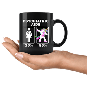 RobustCreative-Psychiatric Aide Dabbing Unicorn 20 80 Principle Superhero Girl Womens - 11oz Black Mug Medical Personnel Gift Idea