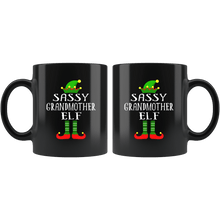 Load image into Gallery viewer, RobustCreative-Im The Sassy Grandmother Elf Family Matching Outfits PJ - 11oz Black Mug Christmas group green pjs costume Gift Idea
