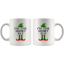 Load image into Gallery viewer, RobustCreative-Im The Smart Elf Matching Family Christmas - 11oz White Mug Christmas group green pjs costume Gift Idea
