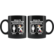 Load image into Gallery viewer, RobustCreative-Health Information Technician Dabbing Unicorn 80 20 Principle Superhero Girl Womens - 11oz Black Mug Medical Personnel Gift Idea
