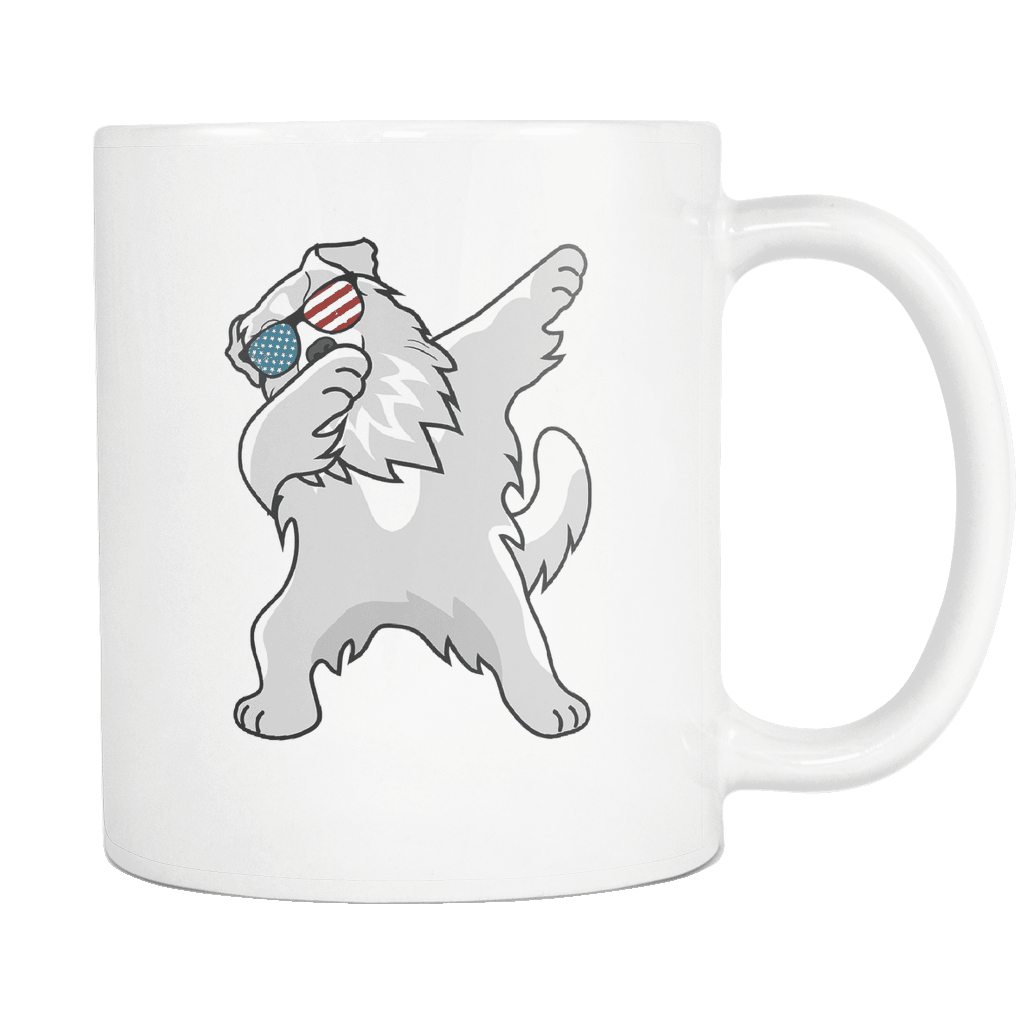 RobustCreative-Dabbing Great Pyrenees Dog America Flag - Patriotic Merica Murica Pride - 4th of July USA Independence Day - 11oz White Funny Coffee Mug Women Men Friends Gift ~ Both Sides Printed