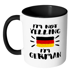 RobustCreative-I'm Not Yelling I'm German Flag - Deutschland Pride 11oz Funny Black & White Coffee Mug - Coworker Humor That's How We Talk - Women Men Friends Gift - Both Sides Printed (Distressed)