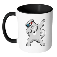 Load image into Gallery viewer, RobustCreative-Dabbing Great Pyrenees Dog America Flag - Patriotic Merica Murica Pride - 4th of July USA Independence Day - 11oz Black &amp; White Funny Coffee Mug Women Men Friends Gift ~ Both Sides Printed
