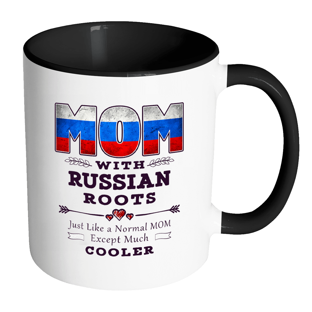 RobustCreative-Best Mom Ever with Russian Roots - Russia Flag 11oz Funny Black & White Coffee Mug - Mothers Day Independence Day - Women Men Friends Gift - Both Sides Printed (Distressed)