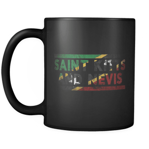 RobustCreative-Retro Vintage Flag Kittitian or Nevisian Saint Kitts & Nevis 11oz Black Coffee Mug ~ Both Sides Printed