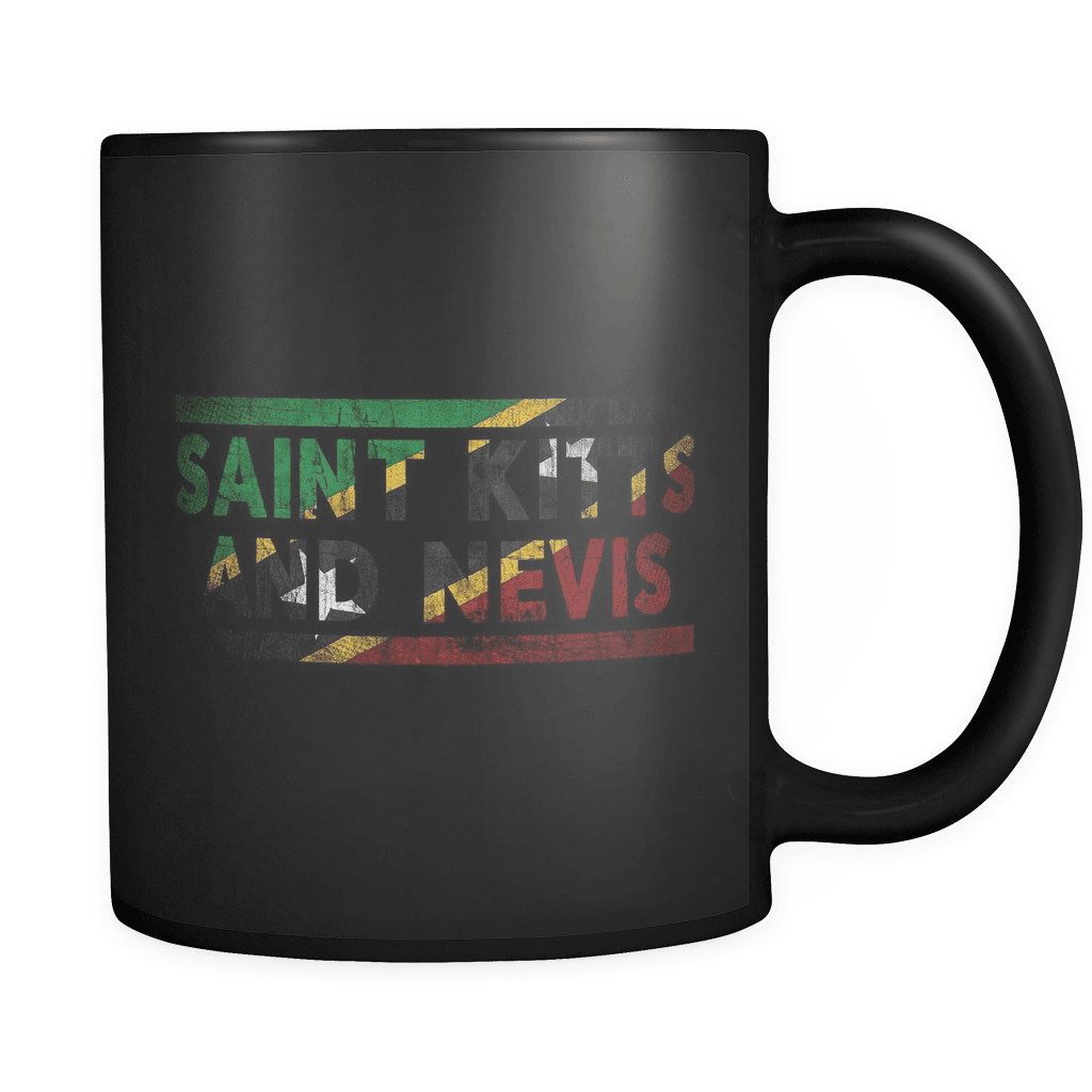 RobustCreative-Retro Vintage Flag Kittitian or Nevisian Saint Kitts & Nevis 11oz Black Coffee Mug ~ Both Sides Printed