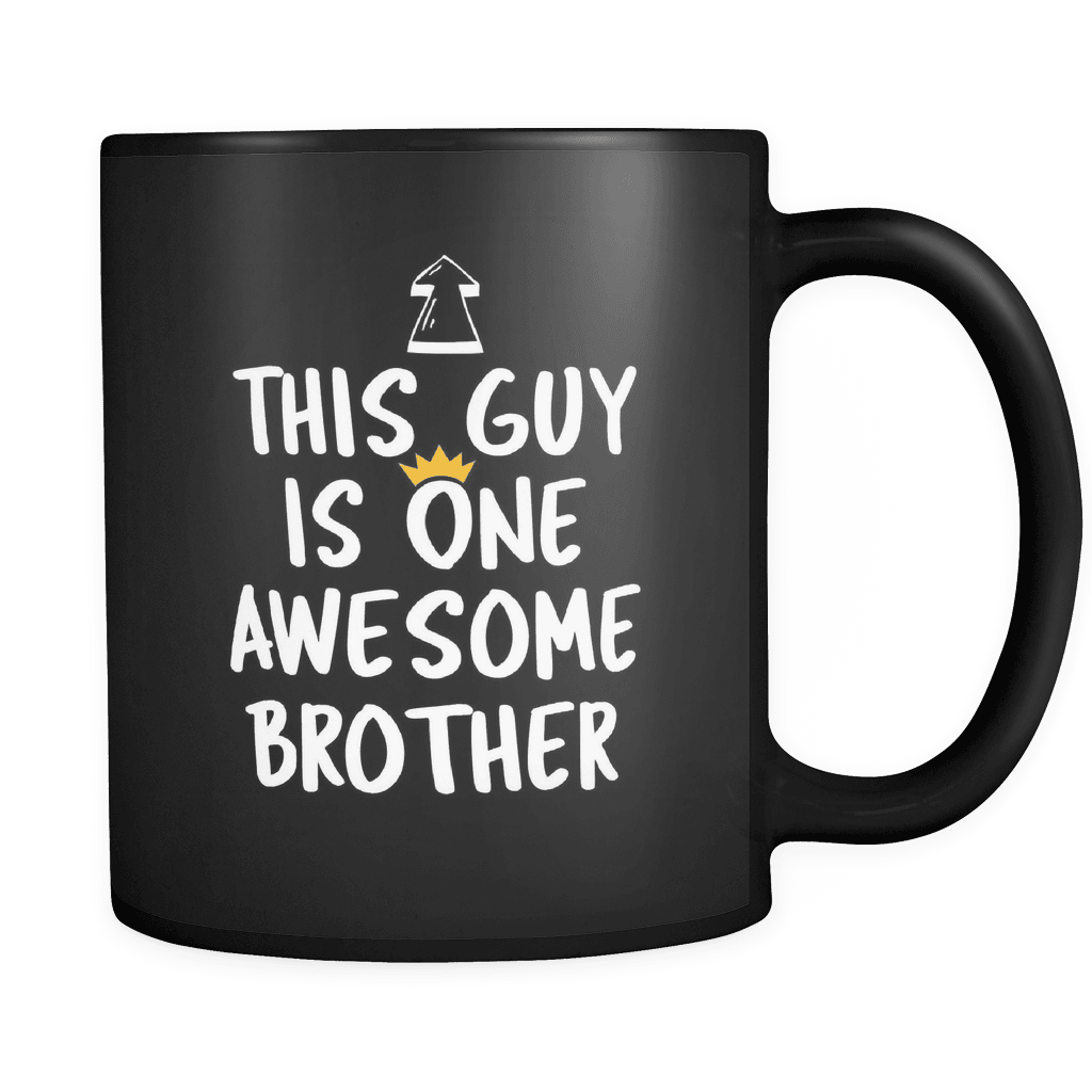 RobustCreative-One Awesome Brother - Birthday Gift 11oz Funny Black Coffee Mug - Fathers Day B-Day Party - Women Men Friends Gift - Both Sides Printed (Distressed)