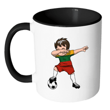 Load image into Gallery viewer, RobustCreative-Dabbing Soccer Boys Lithuania Lithuanian Vilnius Gift National Soccer Tournament Game 11oz Black &amp; White Coffee Mug ~ Both Sides Printed
