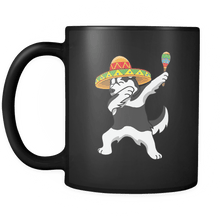 Load image into Gallery viewer, RobustCreative-Dabbing Siberian Husky Dog in Sombrero - Cinco De Mayo Mexican Fiesta - Dab Dance Mexico Party - 11oz Black Funny Coffee Mug Women Men Friends Gift ~ Both Sides Printed
