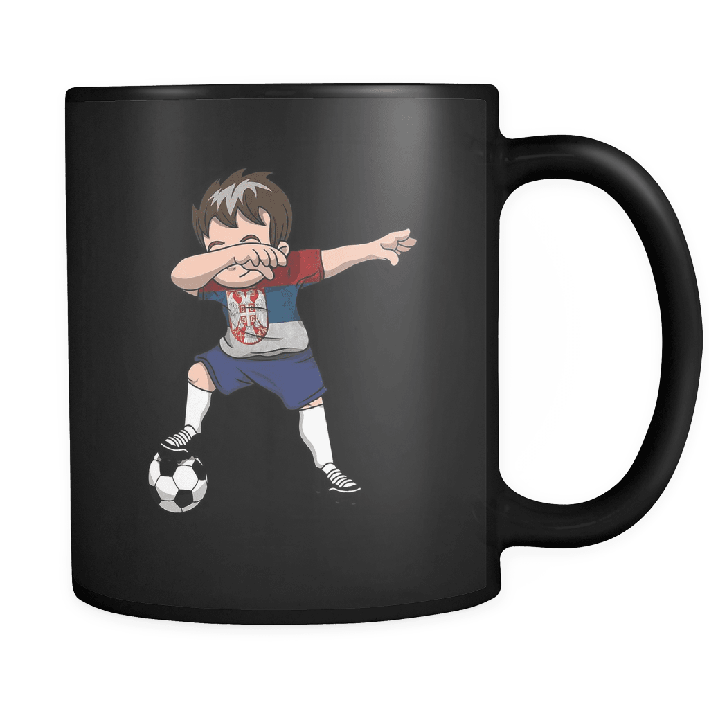 RobustCreative-Dabbing Soccer Boys Serbia Serbian Belgrade Gift National Soccer Tournament Game 11oz Black Coffee Mug ~ Both Sides Printed