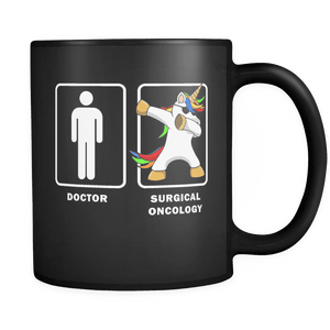RobustCreative-Surgical Oncology VS Doctor Dabbing Unicorn - Legendary Healthcare 11oz Funny Black Coffee Mug - Medical Graduation Degree - Friends Gift - Both Sides Printed