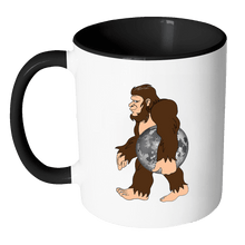 Load image into Gallery viewer, RobustCreative-Bigfoot Sasquatch Carrying Moon - I Believe I&#39;m a Believer - No Yeti Humanoid Monster - 11oz Black &amp; White Funny Coffee Mug Women Men Friends Gift ~ Both Sides Printed
