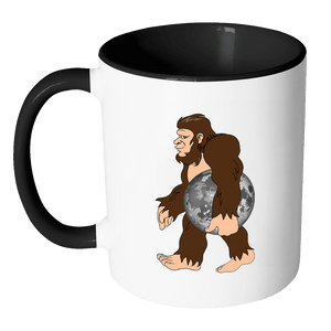 RobustCreative-Bigfoot Sasquatch Carrying Moon - I Believe I'm a Believer - No Yeti Humanoid Monster - 11oz Black & White Funny Coffee Mug Women Men Friends Gift ~ Both Sides Printed