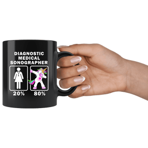 RobustCreative-Diagnostic Medical Sonographer Dabbing Unicorn 20 80 Principle Superhero Girl Womens - 11oz Black Mug Medical Personnel Gift Idea