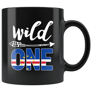 RobustCreative-Cabo Verde Wild One Birthday Outfit 1 Cape Verdean Flag Black 11oz Mug Gift Idea