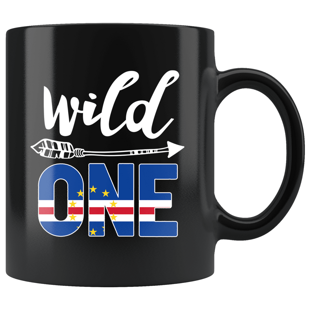 RobustCreative-Cabo Verde Wild One Birthday Outfit 1 Cape Verdean Flag Black 11oz Mug Gift Idea