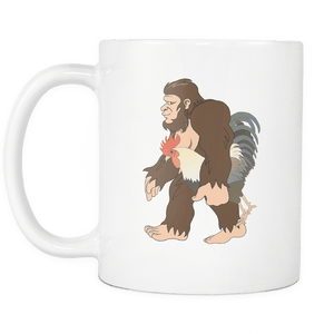 RobustCreative-Bigfoot Sasquatch Carrying Rooster - I Believe I'm a Believer - No Yeti Humanoid Monster - 11oz White Funny Coffee Mug Women Men Friends Gift ~ Both Sides Printed