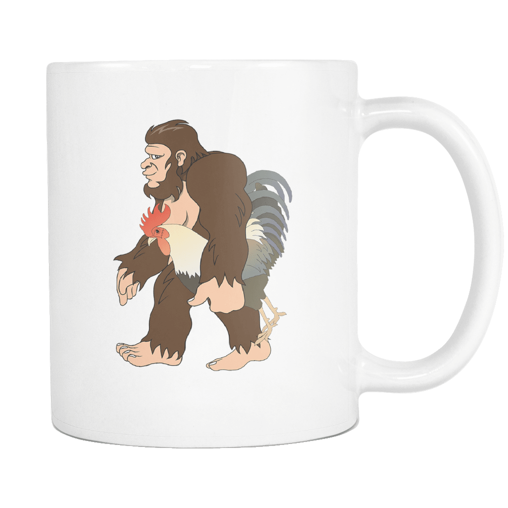 RobustCreative-Bigfoot Sasquatch Carrying Rooster - I Believe I'm a Believer - No Yeti Humanoid Monster - 11oz White Funny Coffee Mug Women Men Friends Gift ~ Both Sides Printed