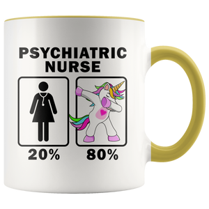 RobustCreative-Psychiatric Nurse Dabbing Unicorn 20 80 Principle Superhero Girl Womens - 11oz Accent Mug Medical Personnel Gift Idea