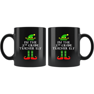 RobustCreative-Im The 2nd Grade Teacher Elf Christmas Teaching's - 11oz Black Mug I Just Really Like to Teach Cute Tiny Humans Gift Idea