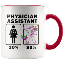 Load image into Gallery viewer, RobustCreative-Physician Assistant Dabbing Unicorn 20 80 Principle Superhero Girl Womens - 11oz Accent Mug Medical Personnel Gift Idea
