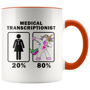 RobustCreative-Medical Transcriptionist Dabbing Unicorn 20 80 Principle Superhero Girl Womens - 11oz Accent Mug Medical Personnel Gift Idea