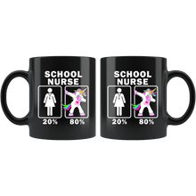 Load image into Gallery viewer, RobustCreative-School Nurse Dabbing Unicorn 20 80 Principle Superhero Girl Womens - 11oz Black Mug Medical Personnel Gift Idea
