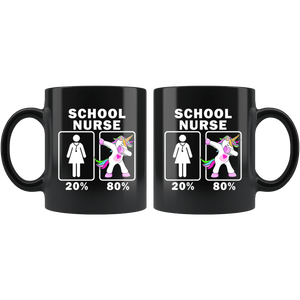 RobustCreative-School Nurse Dabbing Unicorn 20 80 Principle Superhero Girl Womens - 11oz Black Mug Medical Personnel Gift Idea