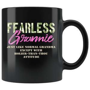 RobustCreative-Just Like Normal Fearless Grannie Camo Uniform - Military Family 11oz Black Mug Active Component on Duty support troops Gift Idea - Both Sides Printed