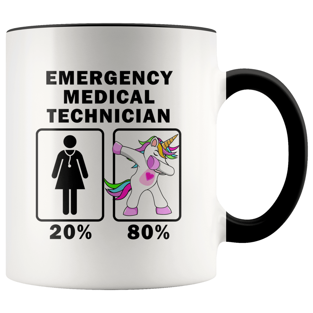RobustCreative-Emergency Medical Technician Dabbing Unicorn 20 80 Principle Superhero Girl Womens - 11oz Accent Mug Medical Personnel Gift Idea