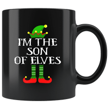 Load image into Gallery viewer, RobustCreative-Im The Son of Elves Family Matching Elf Outfits PJ - 11oz Black Mug Christmas group green pjs costume Gift Idea
