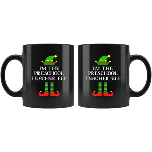 RobustCreative-Im The Preschool Teacher Elf Christmas Teaching's - 11oz Black Mug I Just Really Like to Teach Cute Tiny Humans Gift Idea