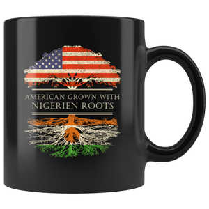 RobustCreative-Nigerien Roots American Grown Fathers Day Gift - Nigerien Pride 11oz Funny Black Coffee Mug - Real Niger Hero Flag Papa National Heritage - Friends Gift - Both Sides Printed