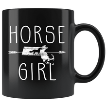 Load image into Gallery viewer, RobustCreative-Massachusetts Horse Girl Gifts Massachusettsan Shape Country for women - 11oz Black Mug Racing Lover Gift Idea
