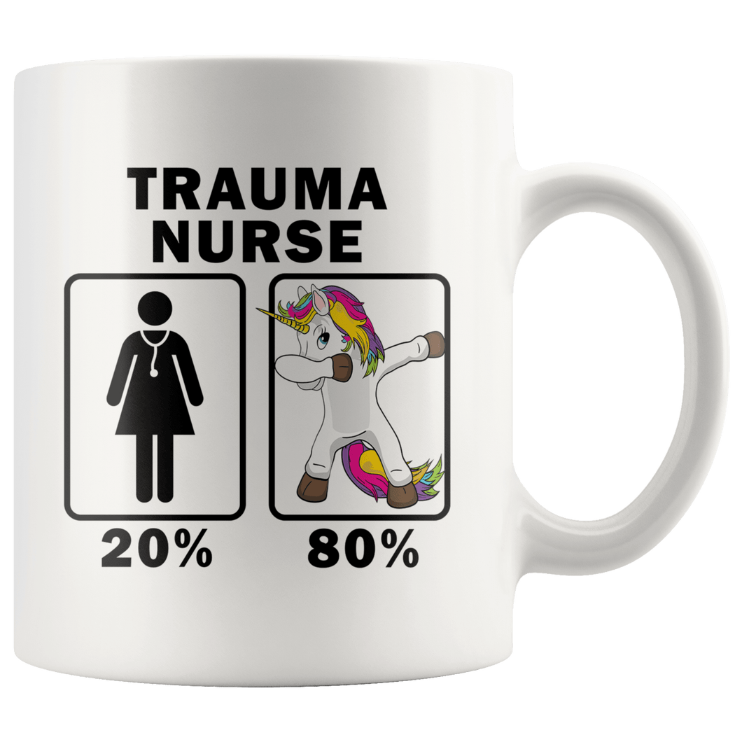 RobustCreative-Trauma Nurse Dabbing Unicorn 80 20 Principle Superhero Girl Womens - 11oz White Mug Medical Personnel Gift Idea