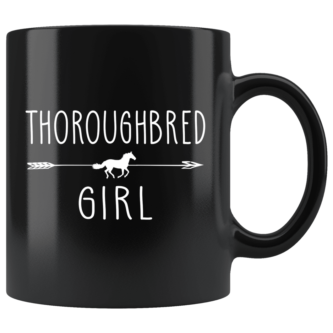 RobustCreative-Thoroughbred Horse Girl Gifts Horses Lover Riding Racing - 11oz Black Mug Racing Lover Gift Idea