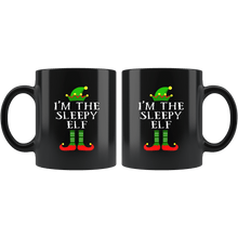 Load image into Gallery viewer, RobustCreative-Im The Sleepy Elf Matching Family Christmas - 11oz Black Mug Christmas group green pjs costume Gift Idea
